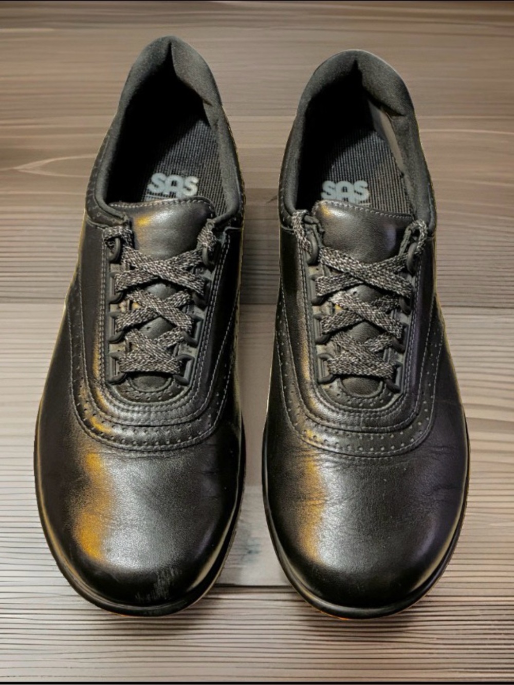 SAS Walk Easy Black Leather Comfort Lace Up Oxford Shoes Womens 10.5 M